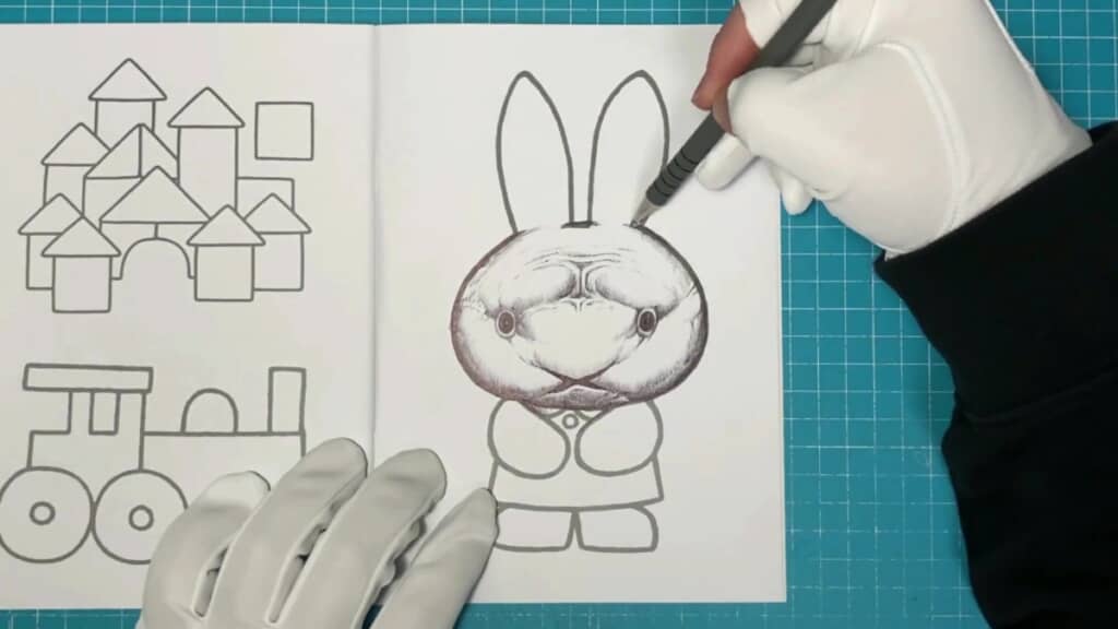 顔に細かい陰影が入り、不穏な空気が増す途中経過