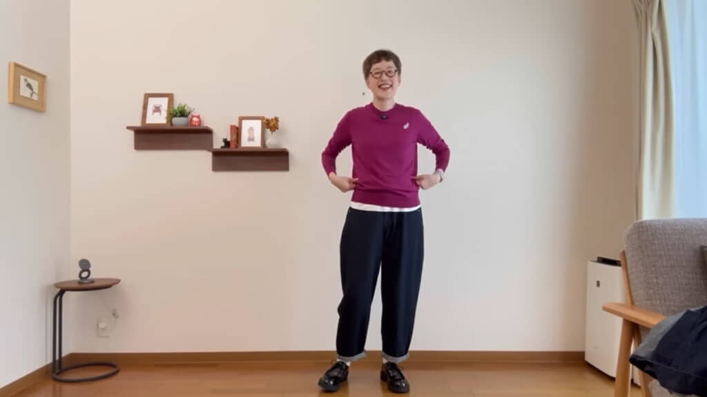 パープルとデニム合わせ