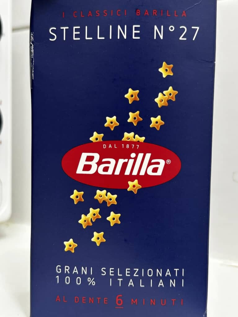 星型パスタ“Stelline No.27”のBarillaパッケージが写った写真