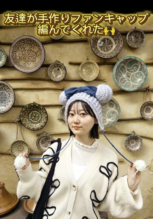 友達のひなこさんが手作りファンキャップを作ってくれた