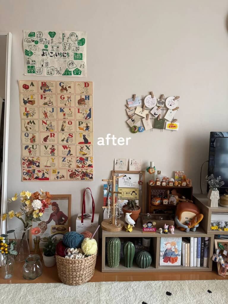 壁際にはこだわりの雑貨がたくさん