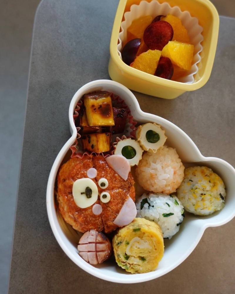 クマさんがかわいいハンバーグ