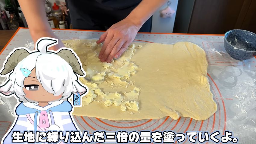 バターの残り4分の3を生地表面に塗る