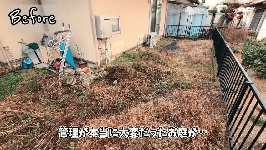 掃き出し窓の近くまで草が迫っている状態