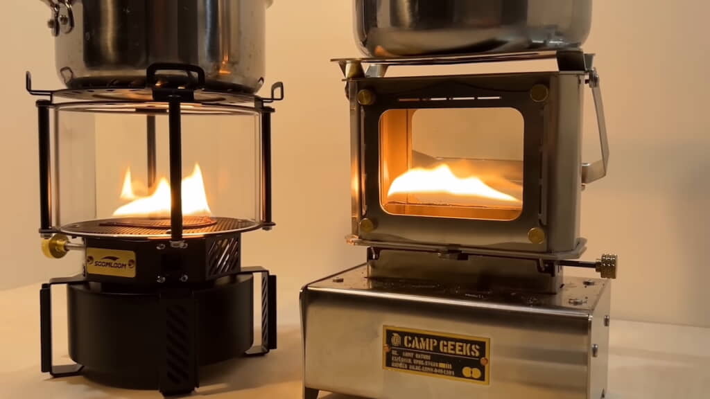 通常のアイロンストーブと湯沸かし対決
