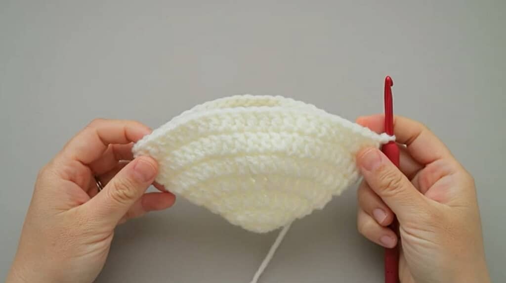 ハート　7段目　編み終わり