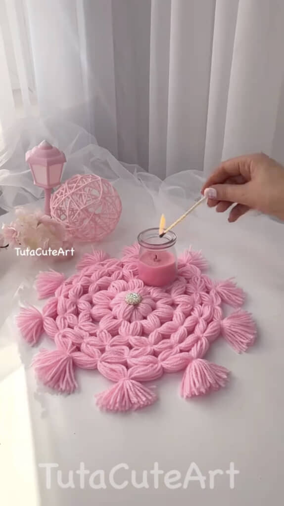 あっという間に毛糸のテーブルマットが完成！