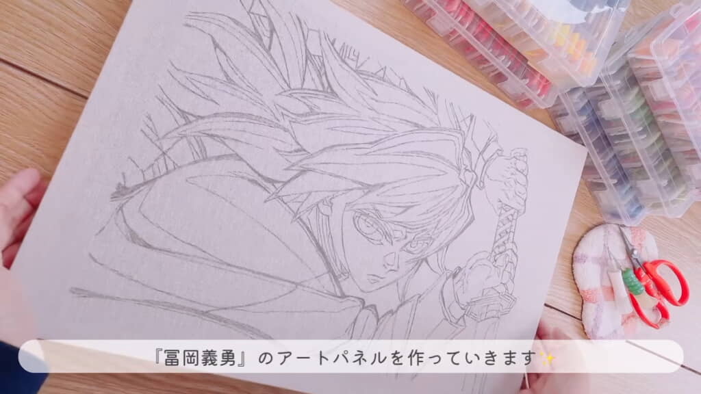 キャンバススタイルの刺しゅう枠に下書き