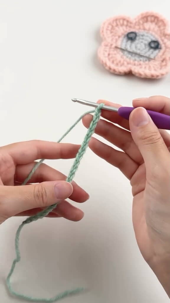 くさり編みから開始
