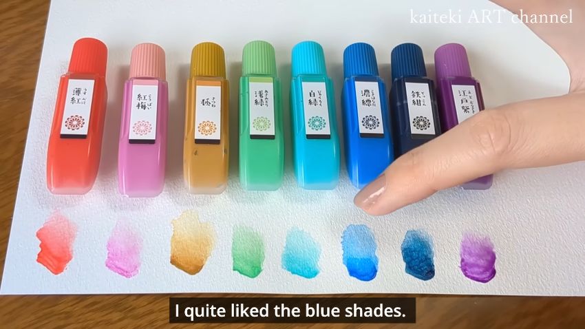 画用紙に塗って作った8種類の色の見本