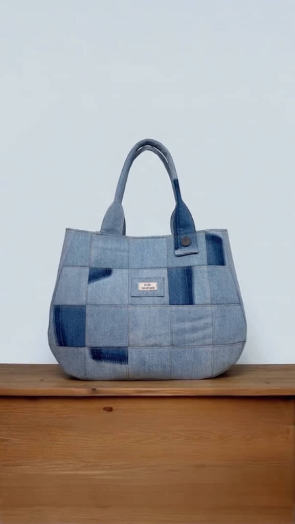 パッチワークのデニムバッグが完成！