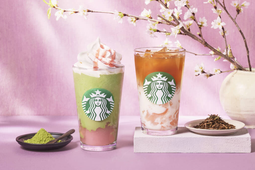抹茶と桜わらびもち フラペチーノ