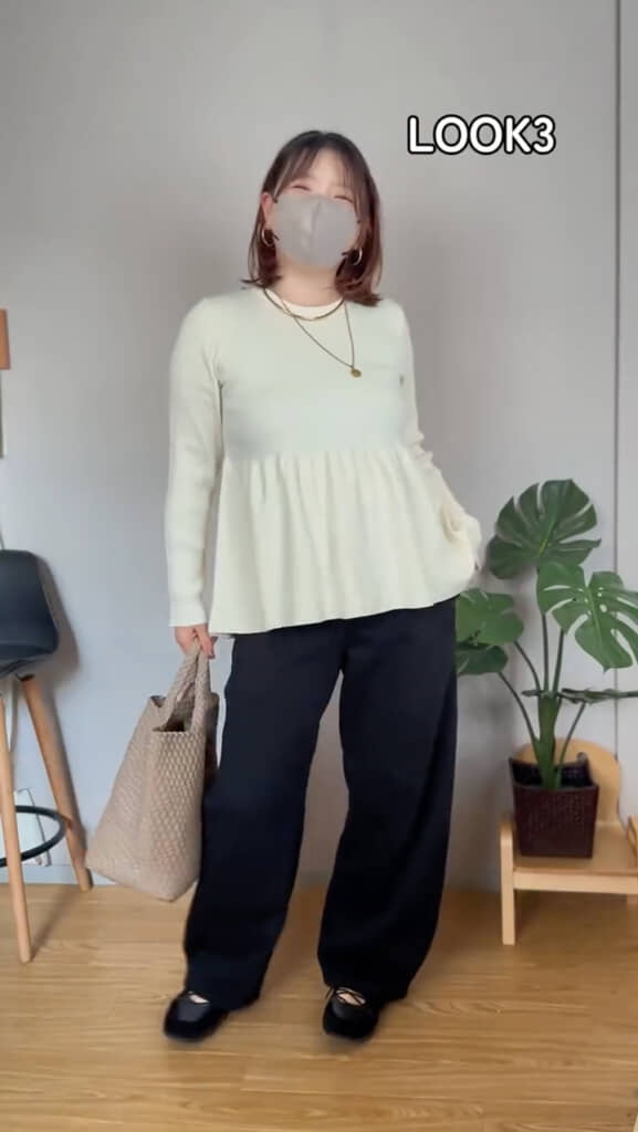 ペプラムニットと合わせたコーデ