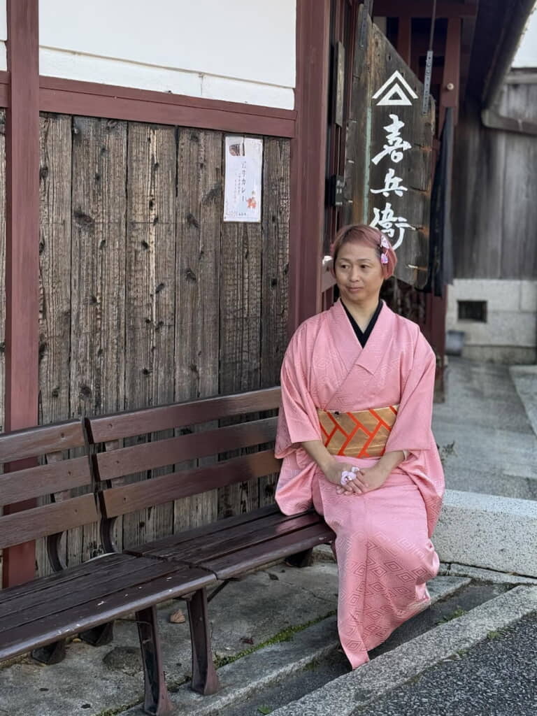 「着物を着て、近江八幡の八幡堀を散策しました」