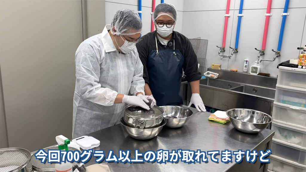 卵を卵膜から外して