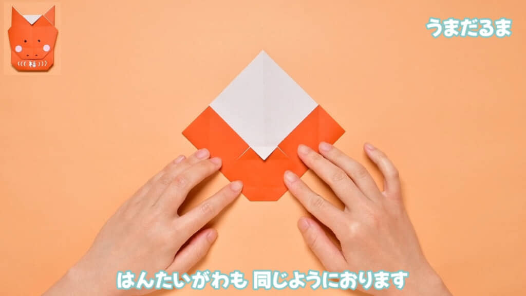 左右とも中割り折りした様子