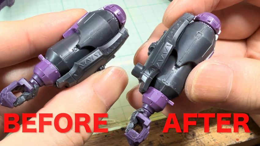 合わせ目を利用してディテールアップさせた腕部