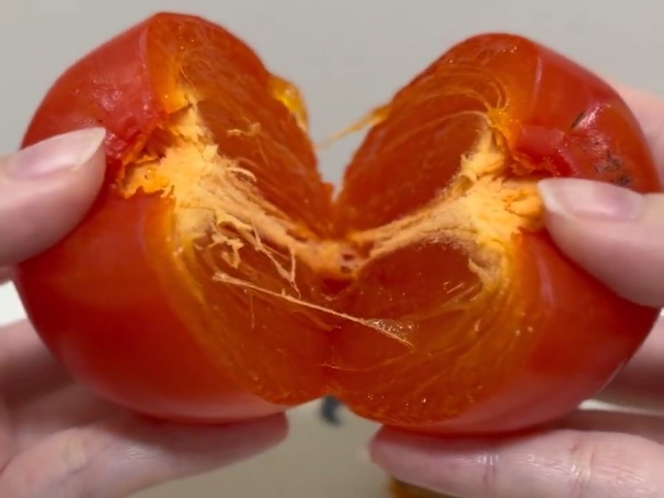 手で割れる程の柔らかさ。しかも品種は種なしで食べやすい