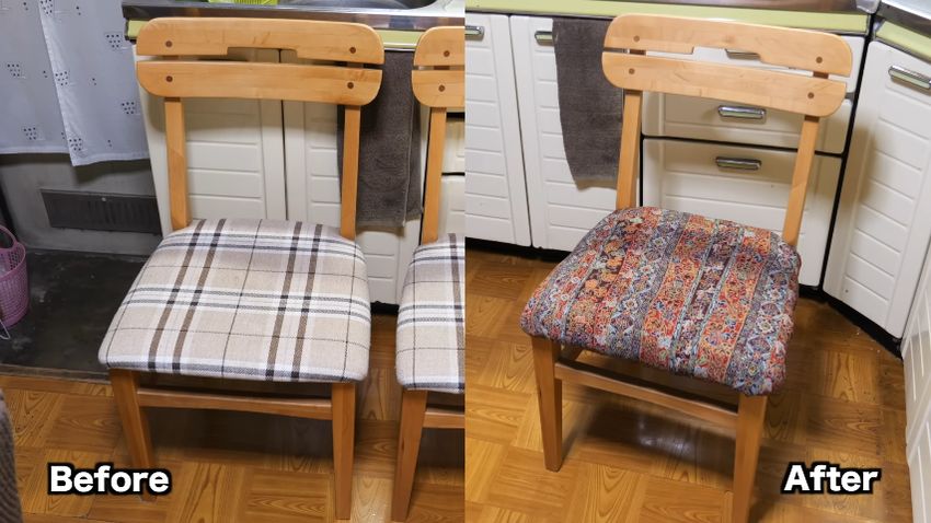 リメイク前のイスとリメイク後のイス