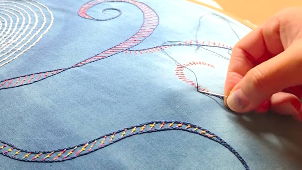 さらに刺しゅうを進めて