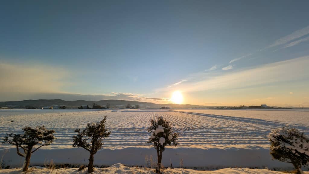 窓枠の外に広がる風景