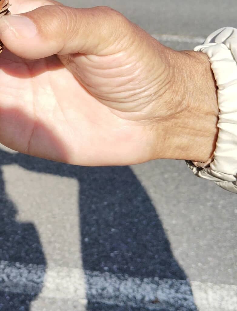 路上で出会ったおじいさんの手