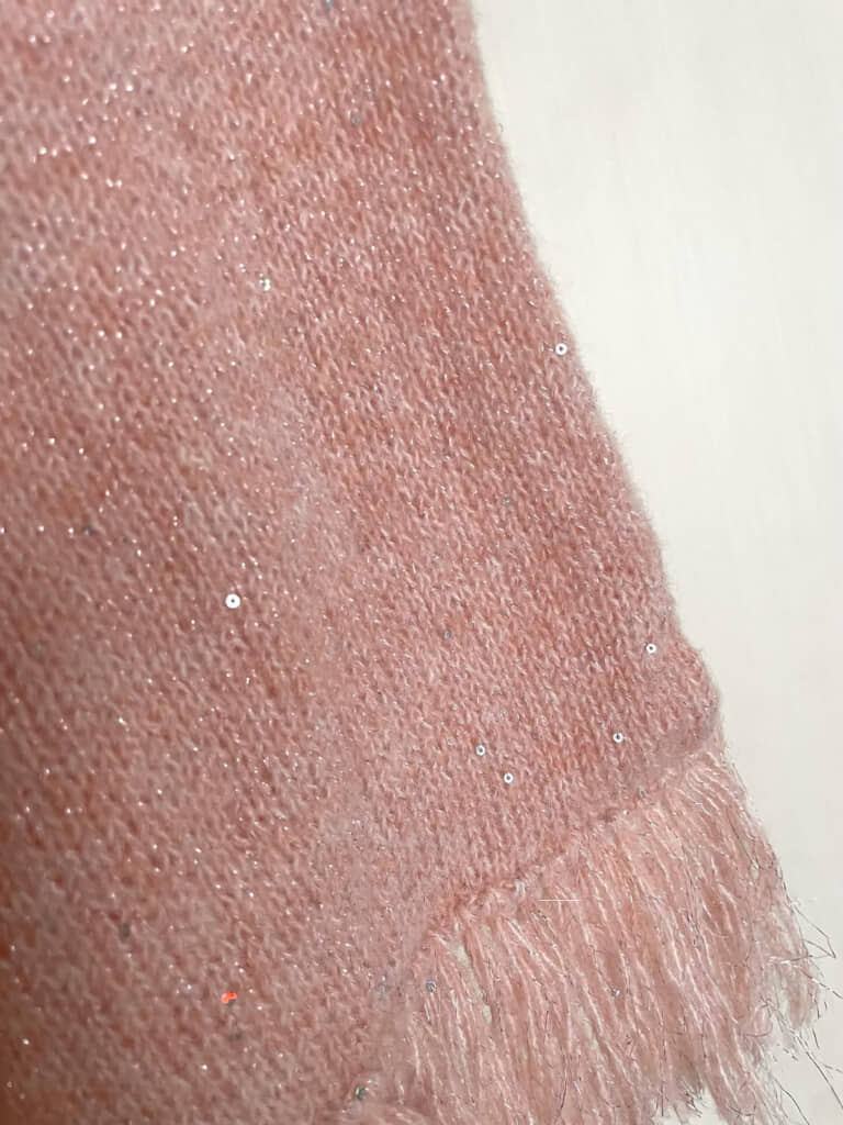 棒針編み初心者とは思えない編み目の美しさ