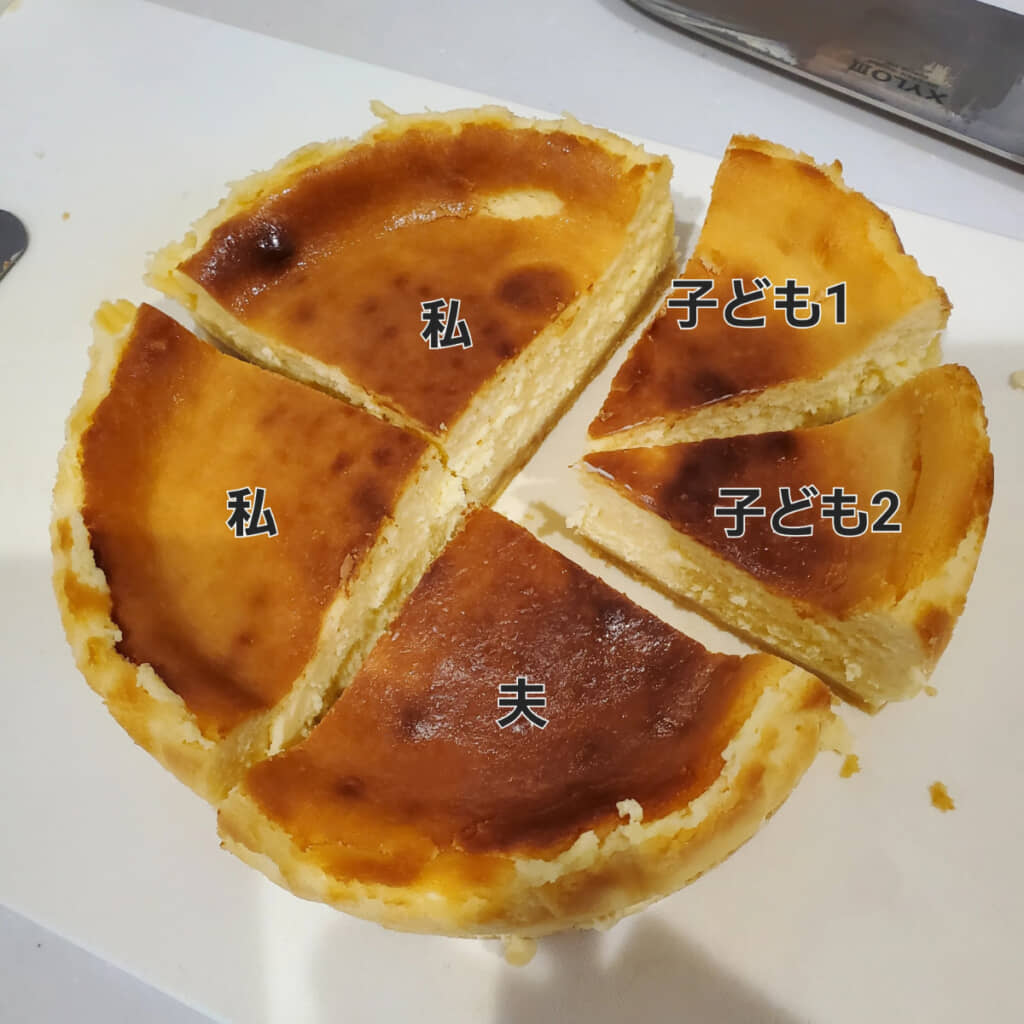 ママの“食べたい欲”が出過ぎた切り分けイメージ