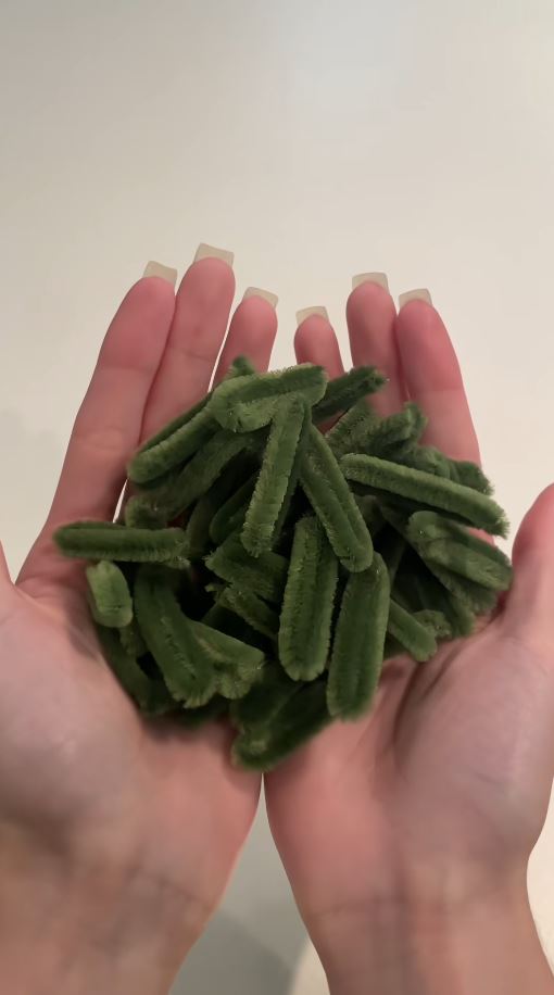 グリーンのワイヤーモールを折り曲げたもの