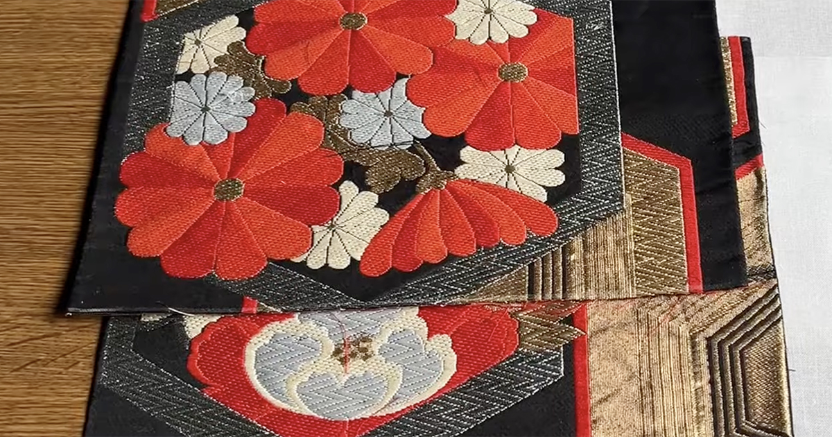 祖母から譲り受けた着物の帯→成人式のため、思い切ってカットして……　驚きの大変身に「これは有効活用」「天才すぎでは？！」（1/2） | ハンドメイド ねとらぼ