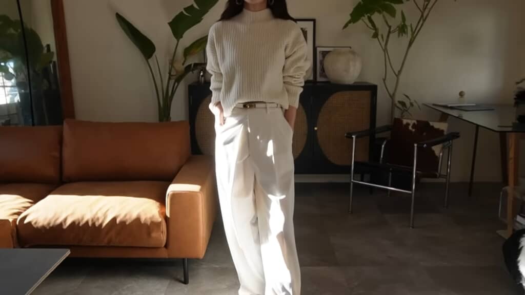 リブ編みのセーターがかわいい