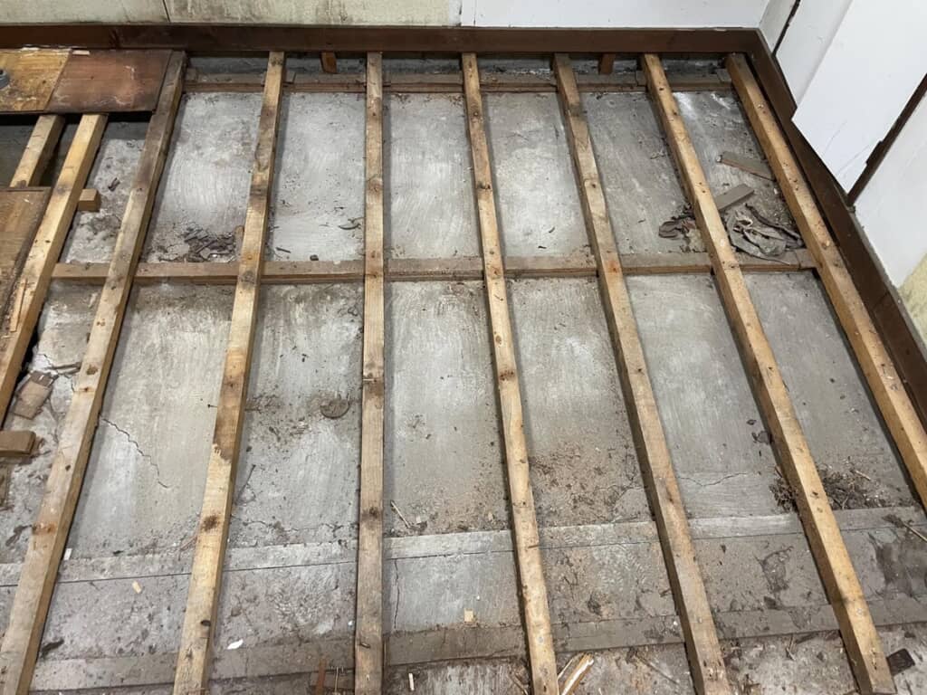 むき出しになった床下