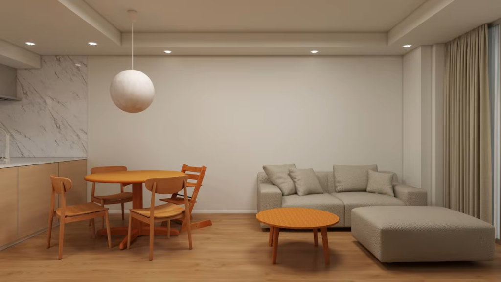 のっぺり見えてしまうナチュラルインテリアの例