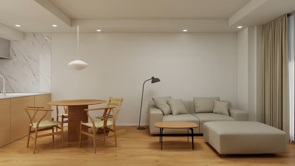 デザイン性のある照明を置くだけでもおしゃれな印象に