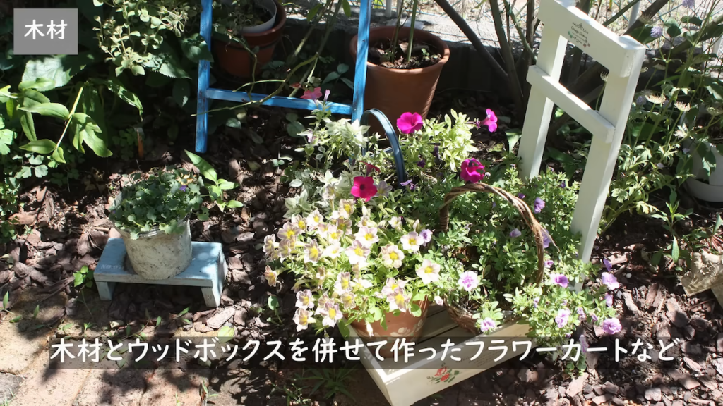 
ウッドボックスはフラワーカートに変身