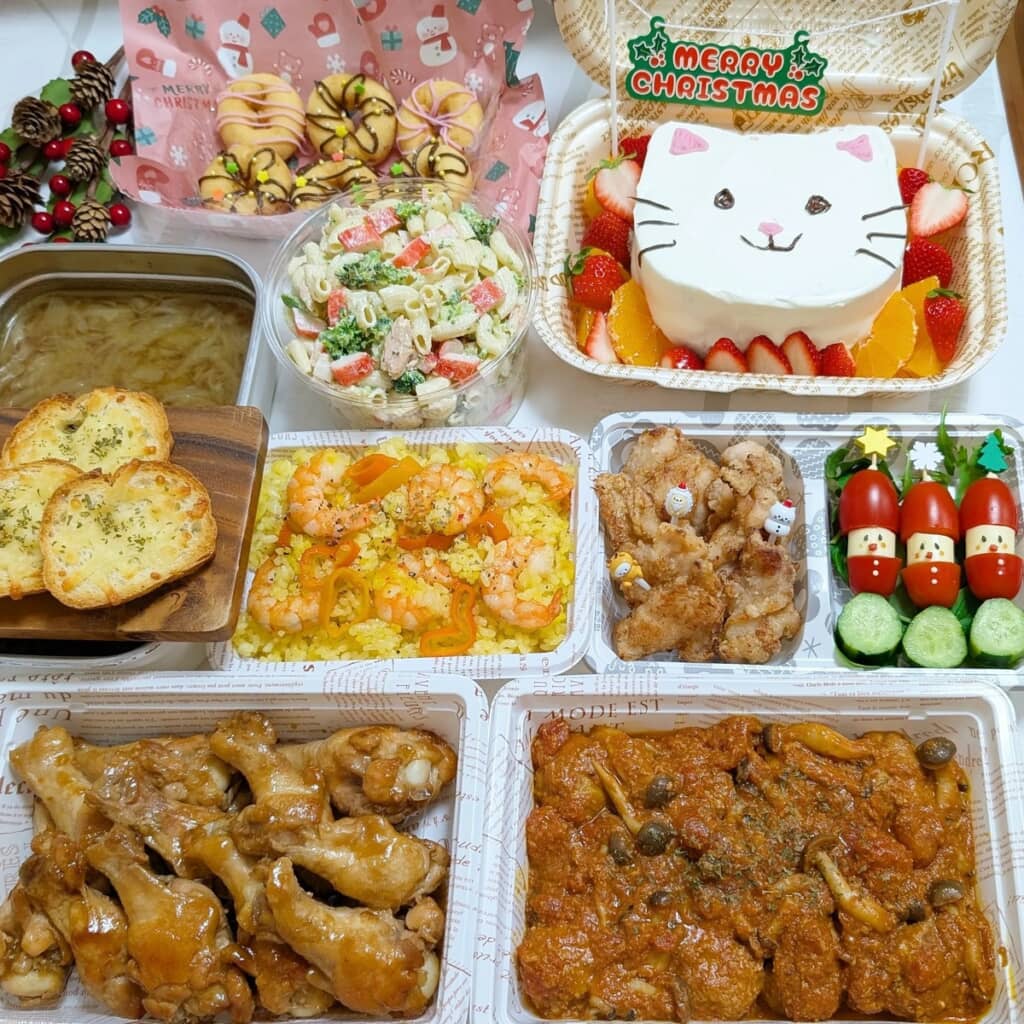 ケーキもある豪華なクリスマスディナー！