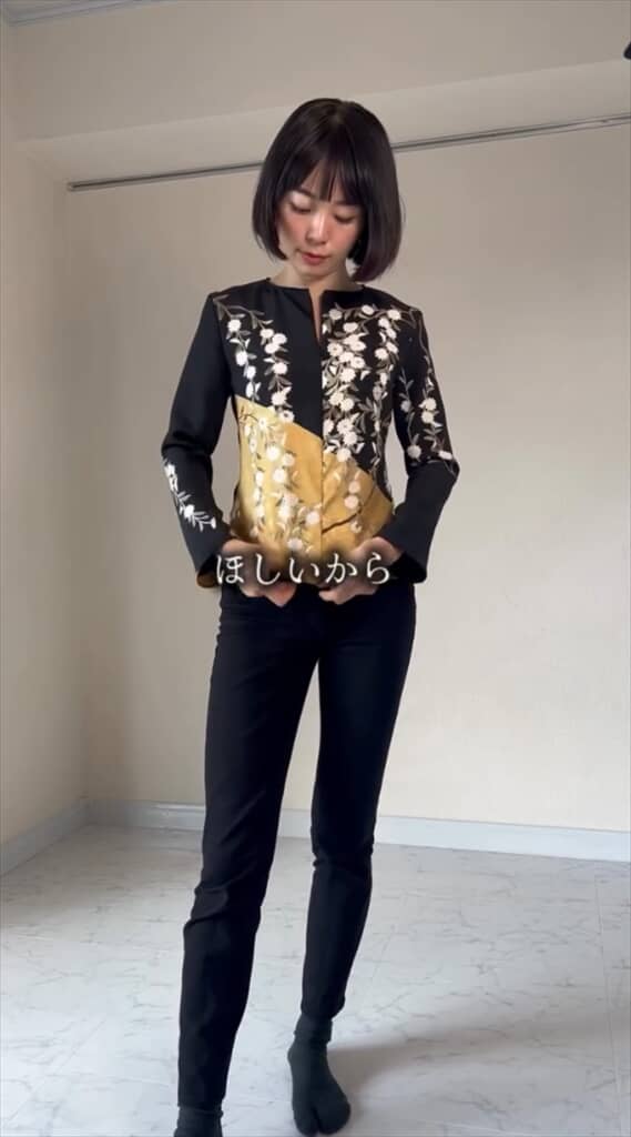 着物をリメイクしたトップス