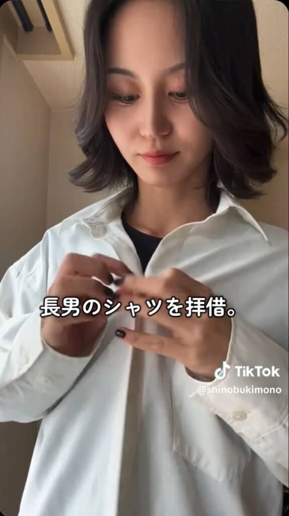 長男くんの白シャツをラフに着こなします