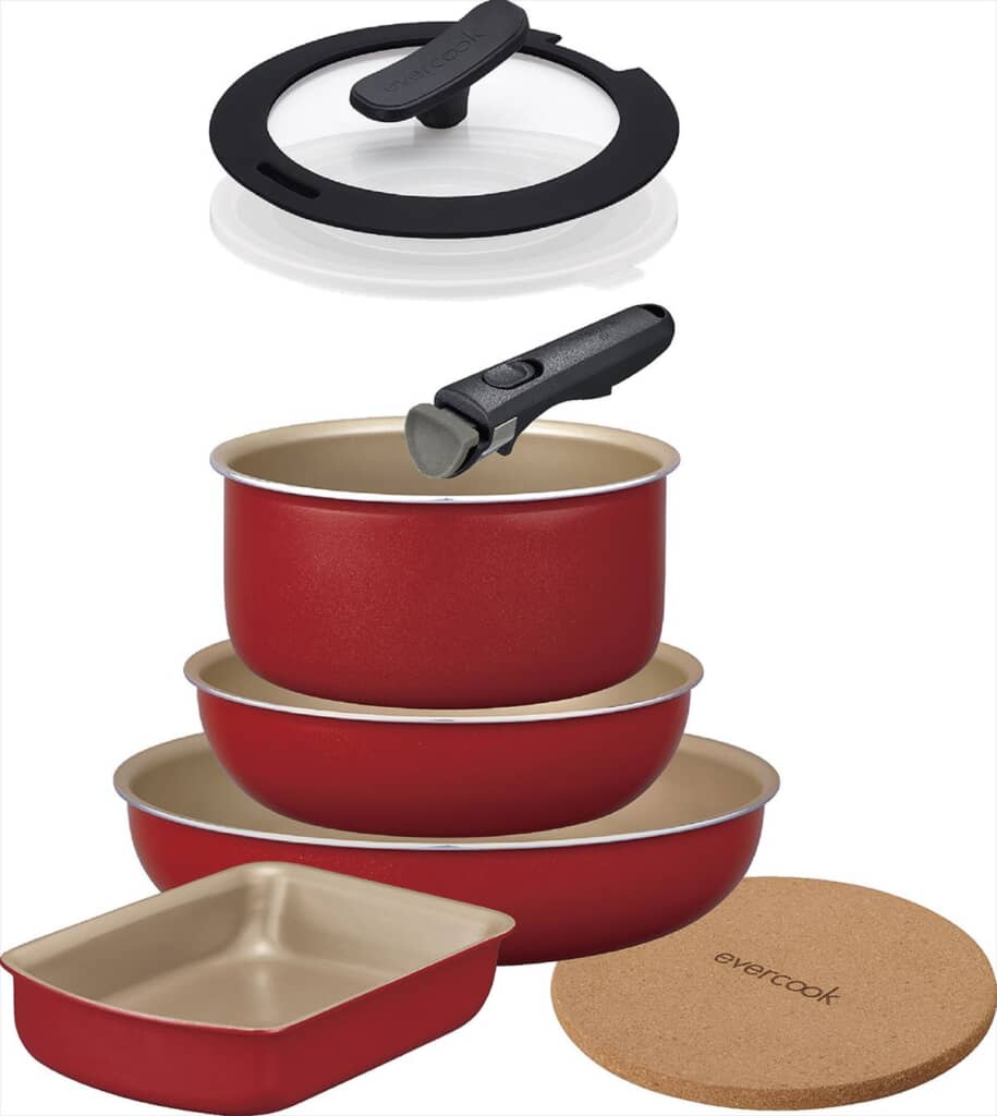 DOSHISHA IH対応エバークック 8点セット レッド