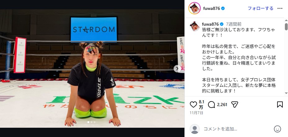 女子プロレスラー転身を発表したフワちゃん