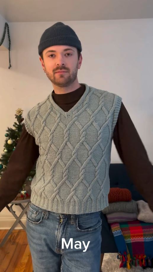 フェンス柄っぽいニットベスト