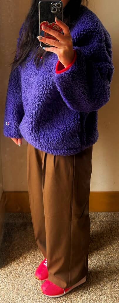 娘に買ったフリースを着てみたなこちょさん