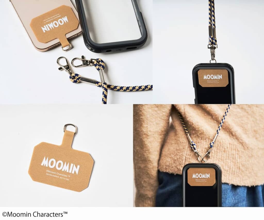 挟み込みタグとショルダーストラップでスマホストラップに