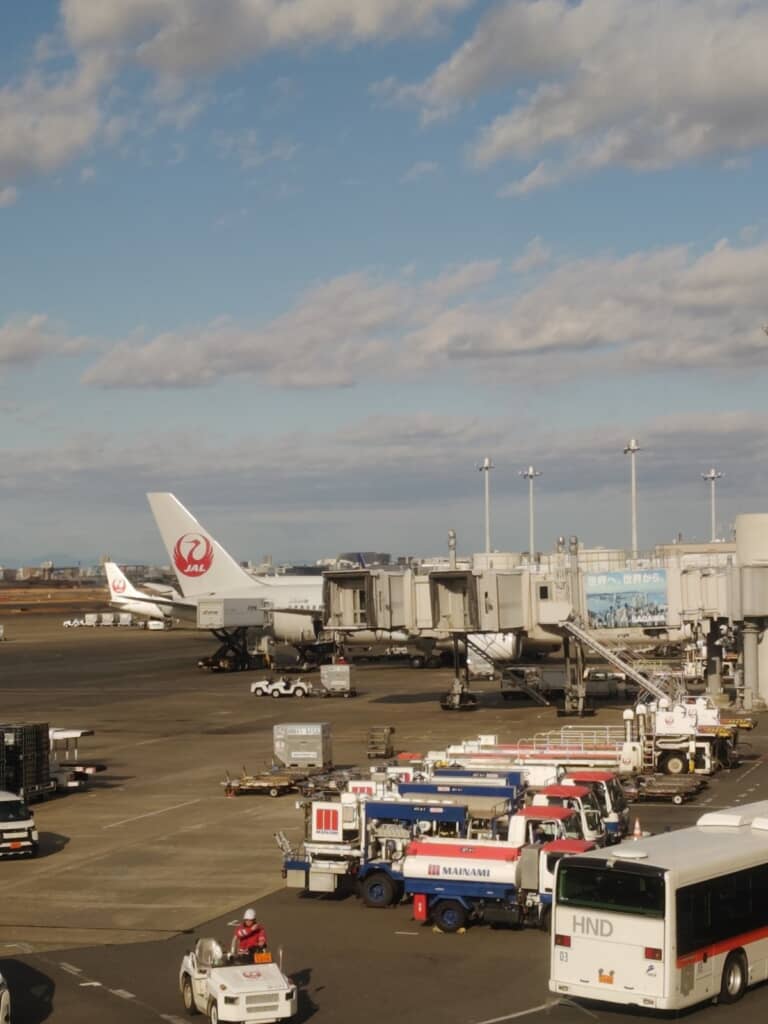 遠くから撮影した航空機の写真