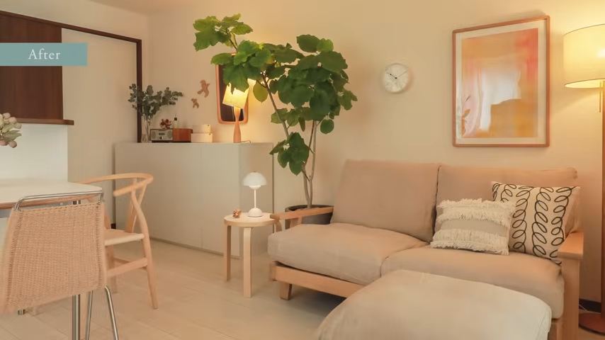 リビングのテーブルはなしに。玄関近くに収納が置かれているのも分かります