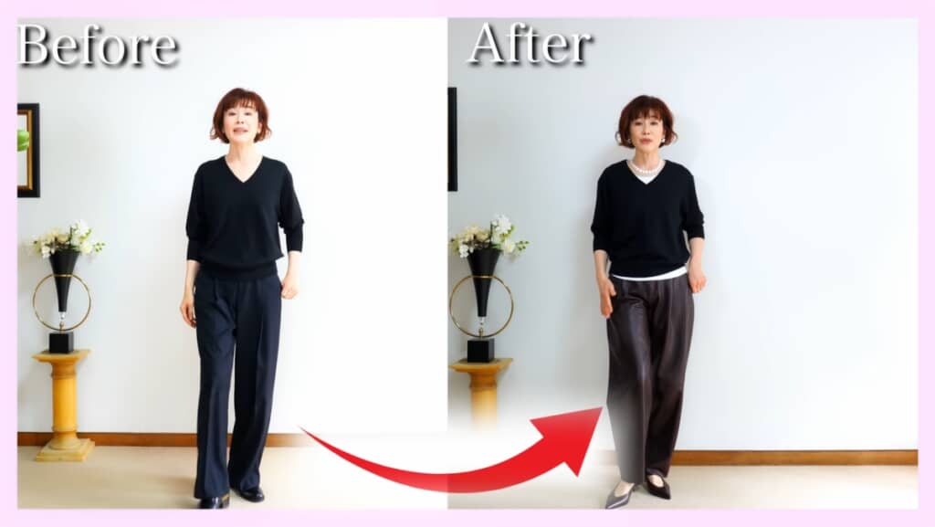 「異素材ミックス」で上品な華やかさを演出