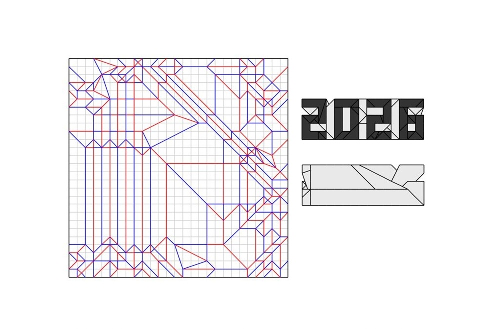 正方形の図に多数記された折り目のライン