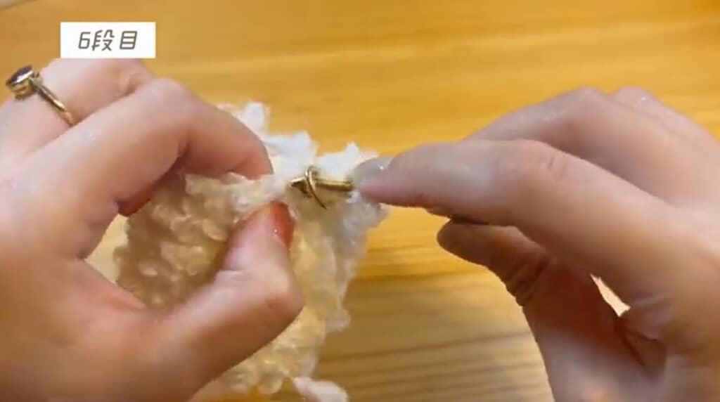 6段目　Dカン編み付け