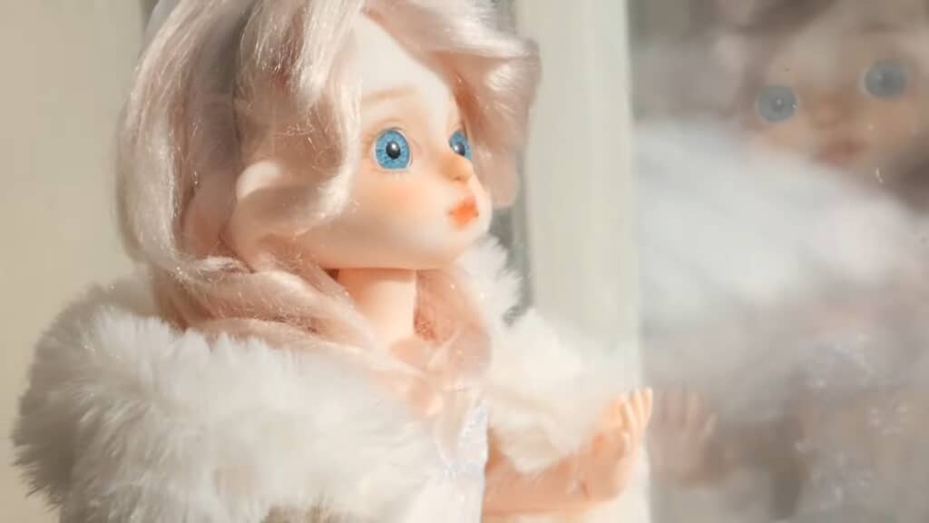 雪を見上げる姿に思わず見とれてしまいます