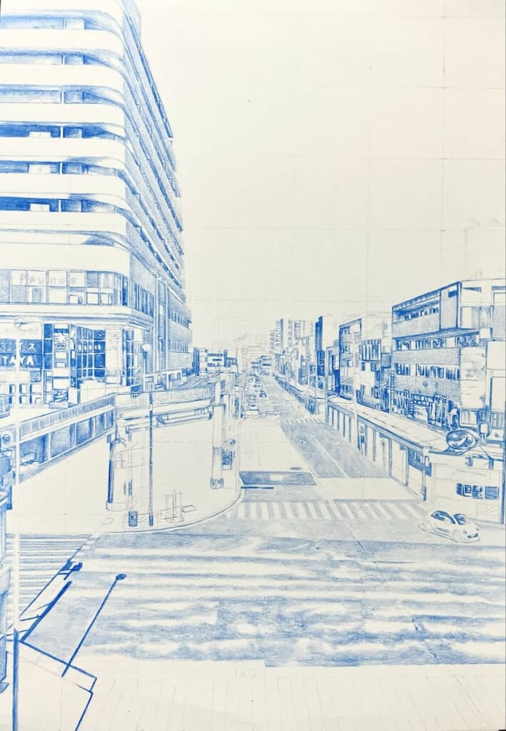 まずは全体を青く塗ります